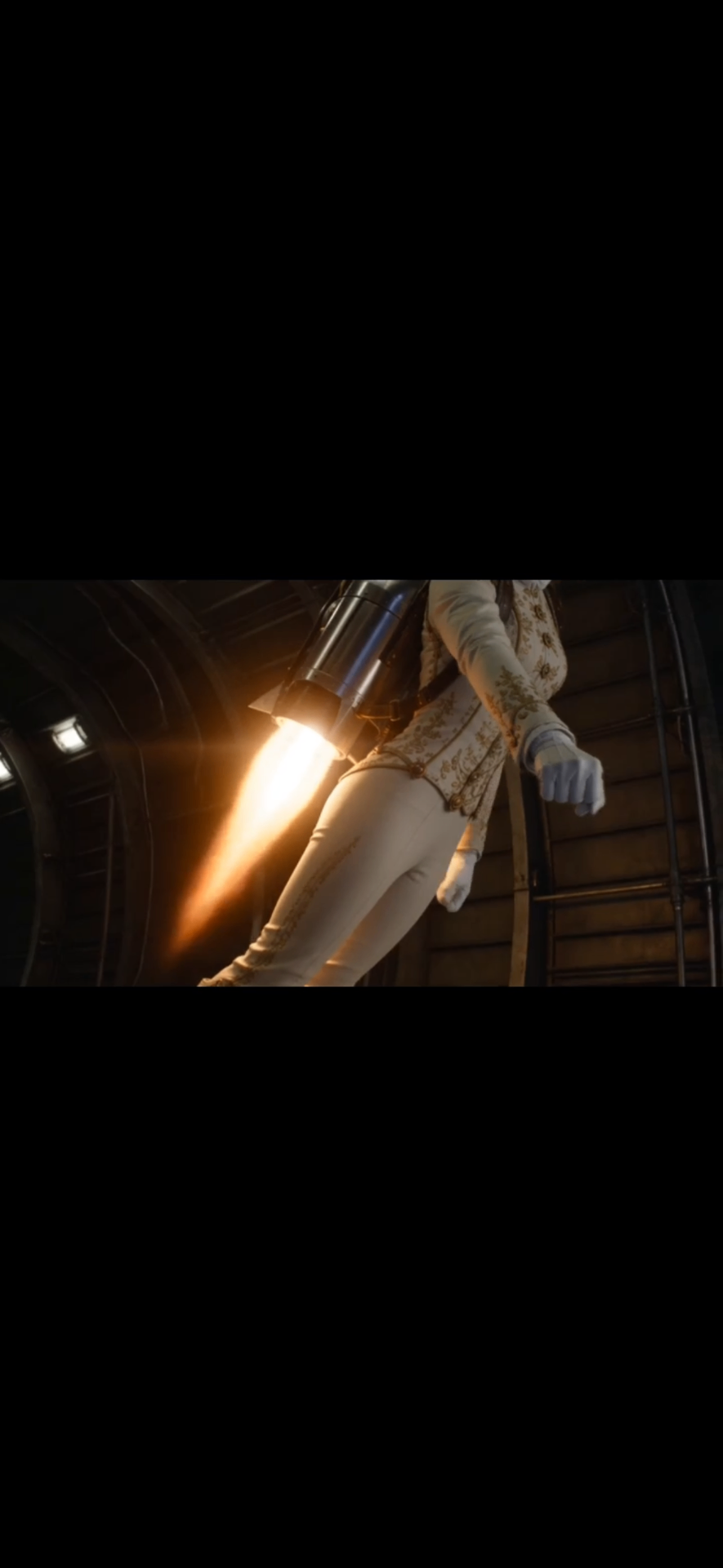 The brass jetpack lights inside the gantry