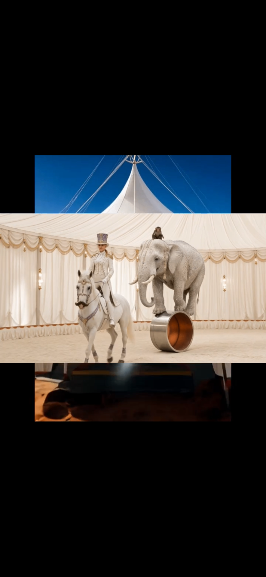 The peak of the big top above the ring