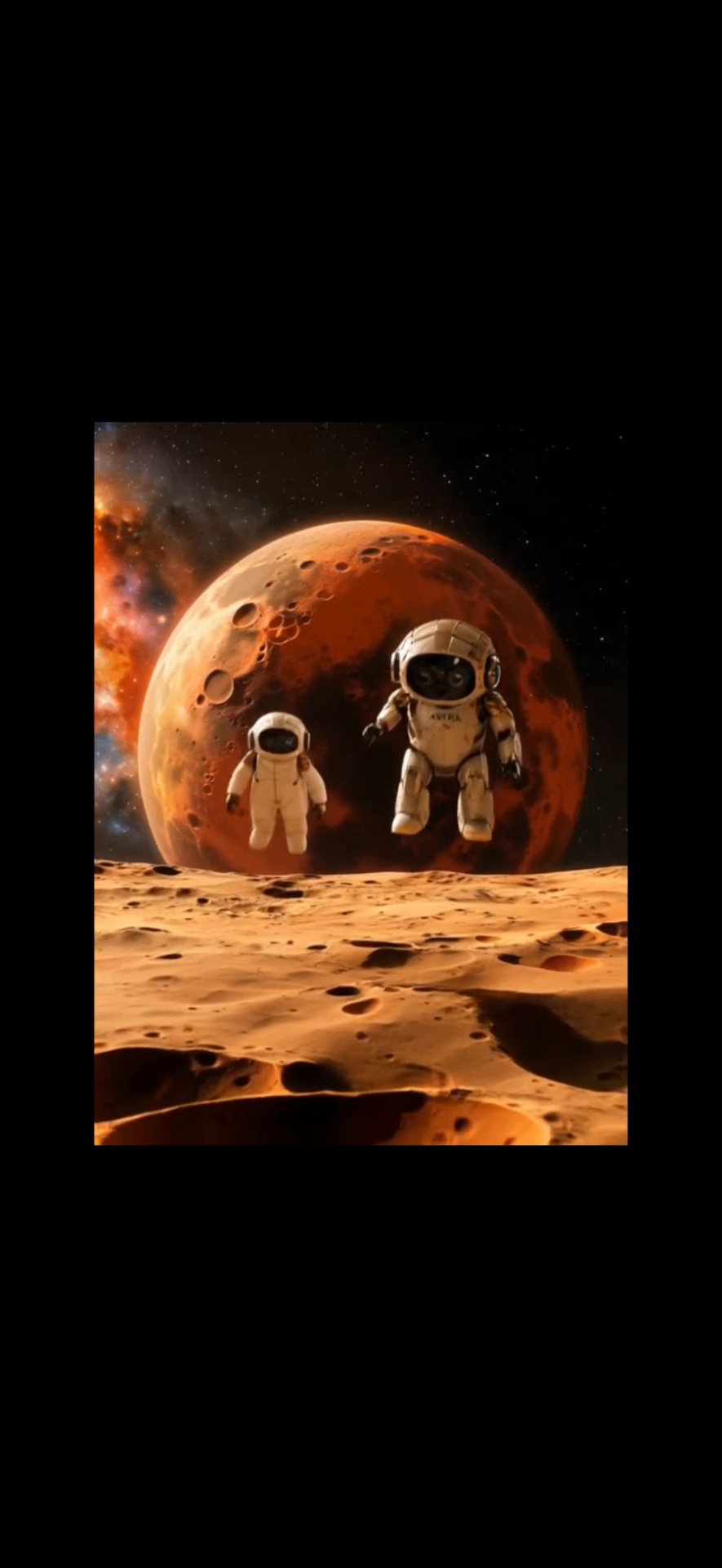 Astra and her companion above the red planet
